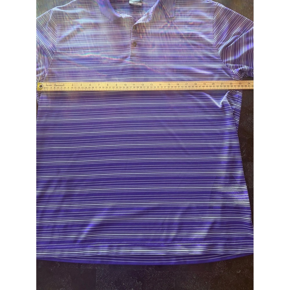Nike Golf Dri-FIT Men XL Purple White Stripe Short Sleeve Polo Shirt Performance - Picture 7 of 7